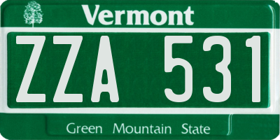 VT license plate ZZA531