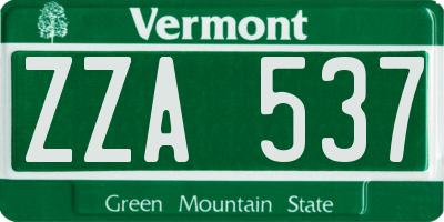VT license plate ZZA537