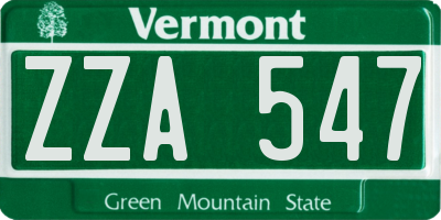 VT license plate ZZA547