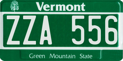 VT license plate ZZA556