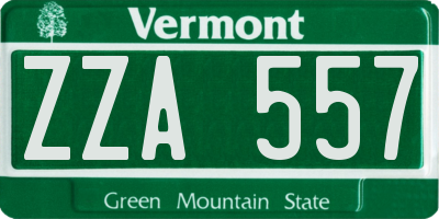VT license plate ZZA557