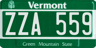 VT license plate ZZA559