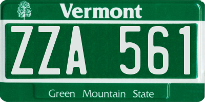 VT license plate ZZA561
