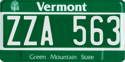 VT license plate ZZA563