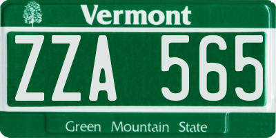 VT license plate ZZA565