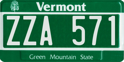 VT license plate ZZA571
