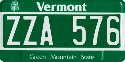 VT license plate ZZA576