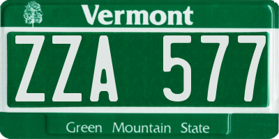 VT license plate ZZA577
