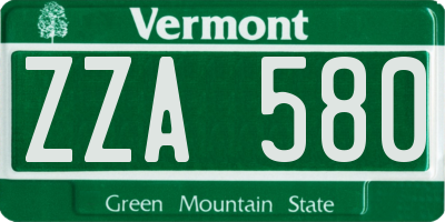 VT license plate ZZA580