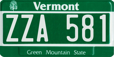 VT license plate ZZA581