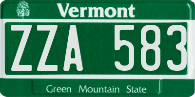 VT license plate ZZA583