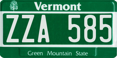 VT license plate ZZA585