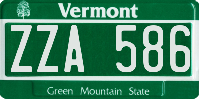 VT license plate ZZA586