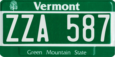 VT license plate ZZA587