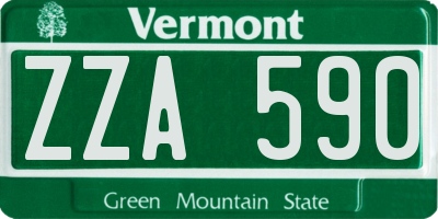 VT license plate ZZA590