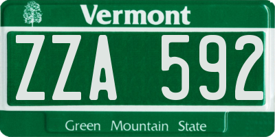 VT license plate ZZA592