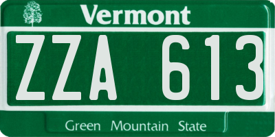 VT license plate ZZA613