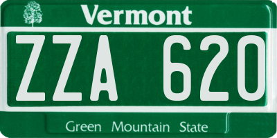 VT license plate ZZA620