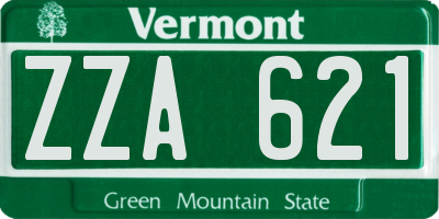 VT license plate ZZA621