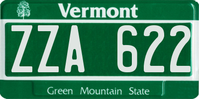 VT license plate ZZA622