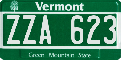 VT license plate ZZA623