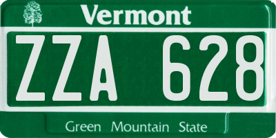 VT license plate ZZA628