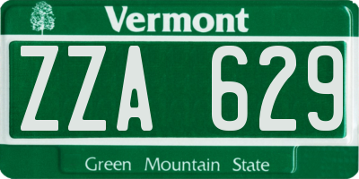 VT license plate ZZA629