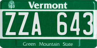 VT license plate ZZA643