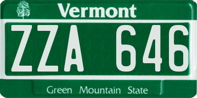 VT license plate ZZA646