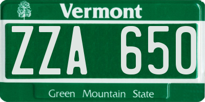 VT license plate ZZA650