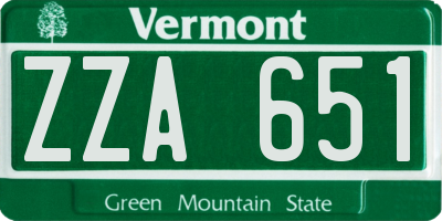 VT license plate ZZA651