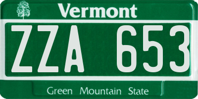 VT license plate ZZA653