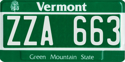VT license plate ZZA663