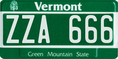 VT license plate ZZA666