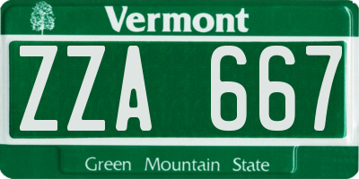 VT license plate ZZA667