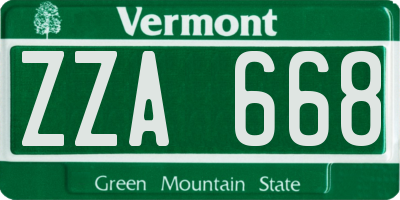 VT license plate ZZA668