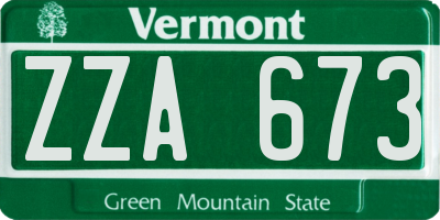 VT license plate ZZA673