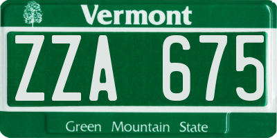 VT license plate ZZA675