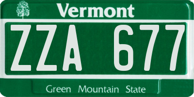 VT license plate ZZA677