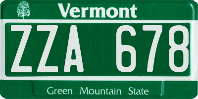 VT license plate ZZA678