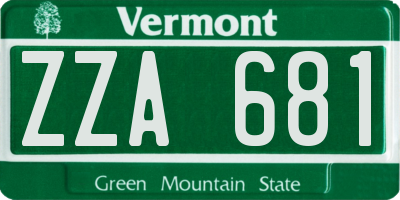 VT license plate ZZA681