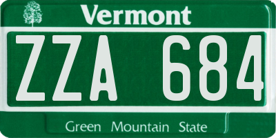 VT license plate ZZA684