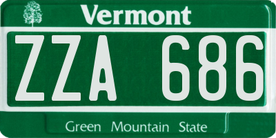 VT license plate ZZA686
