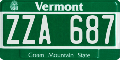VT license plate ZZA687