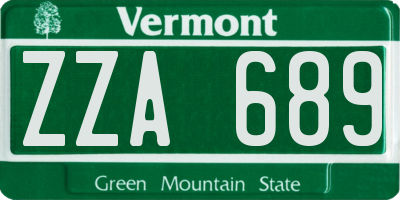 VT license plate ZZA689