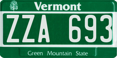 VT license plate ZZA693