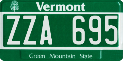VT license plate ZZA695