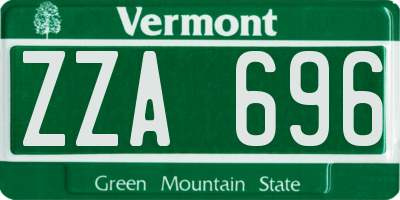 VT license plate ZZA696