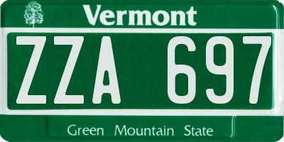 VT license plate ZZA697