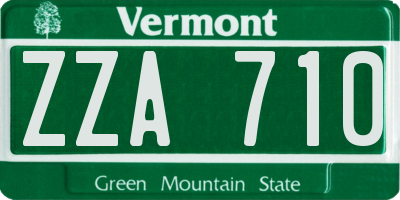 VT license plate ZZA710
